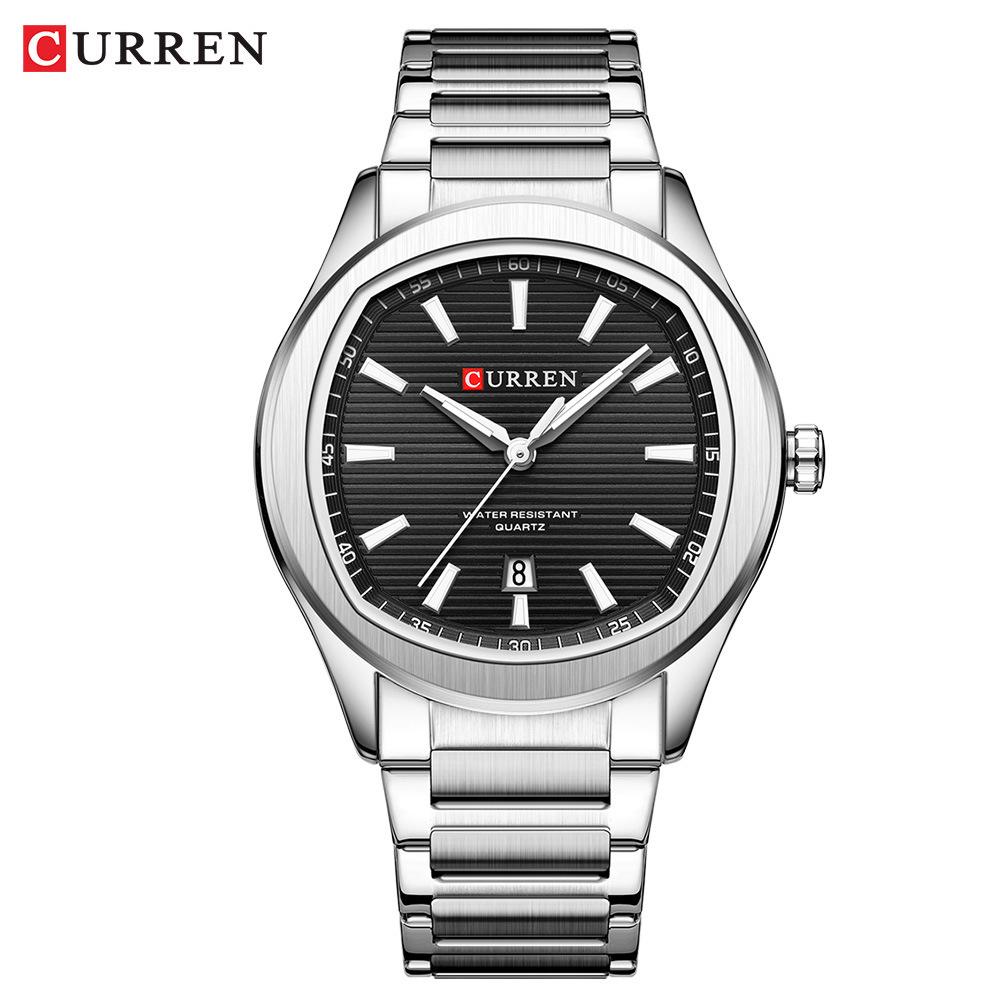 Curren 8474 Men's Grenade Style Quartz Watch with Calendar and Steel Band - Sport & Business Style