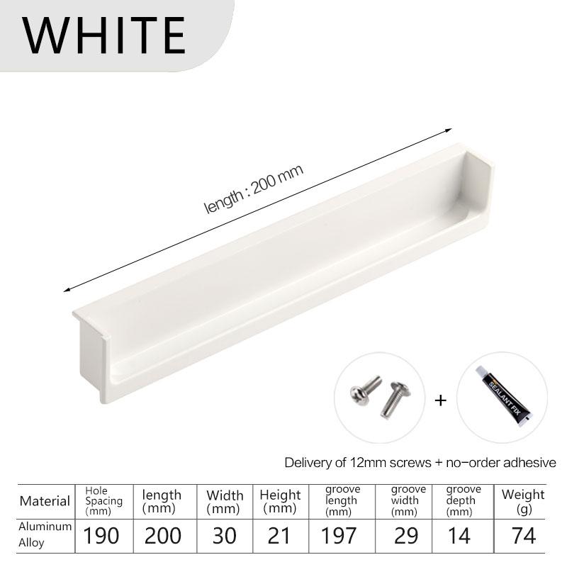 Embedded Concealed Pulls Handles White Wardrobe Doors Handles Black Cabinets Pulls Gray Drawers Pulls Recessed Finger Pulls