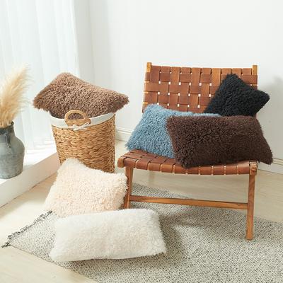 Autumn Winter Solid Color Plush Lamb Wool Straw Velvet Pillow Cover Insert Not Included Lumbar Linen Cushion Cover