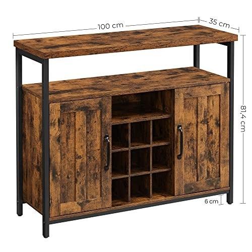 Storage Cabinet, Sideboard Table and Buffet with Wine Holder, 2-door Cabinet for Dining Room, Living Room, Kitchen, 100 X 35 X 81.4