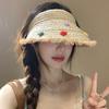 Straw Woven Lafite Hat for Summer Beach and Seaside Vacation Hat for Sun Protection Empty Top Hat Brim Sun Protection Forest Woman