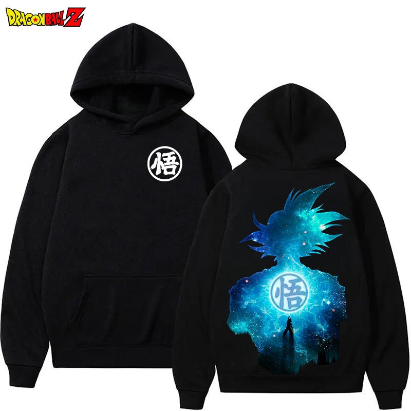 

Мужская толстовка с капюшоном по мотивам японского аниме Dragon Ball, с принтом Гоку из манги, уличная одежда, пуловер, с длинным рукавом, шерстяная толстовка S