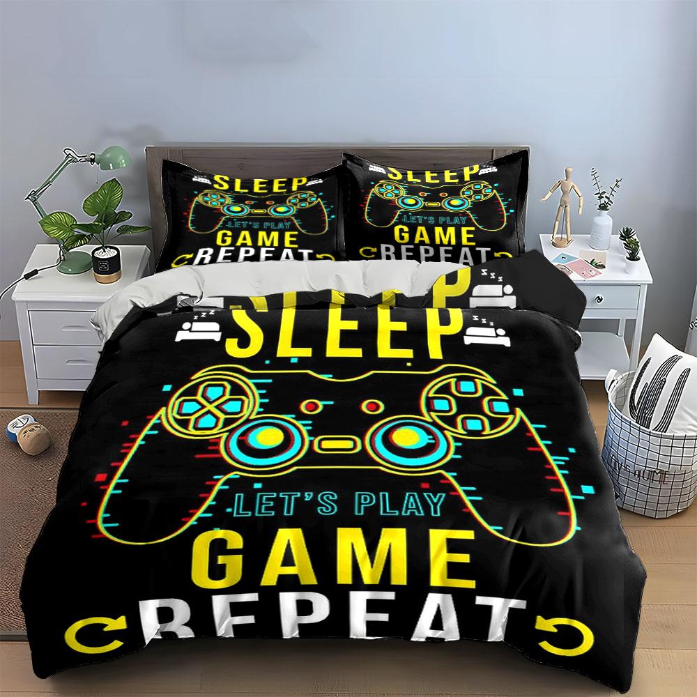 Game Controller and Text. Bedding Sets Duvet Cover Sets Duvet Covers Pillowcases(1*Duvet Cover 2*Pillowcases Without Duvet Insert)