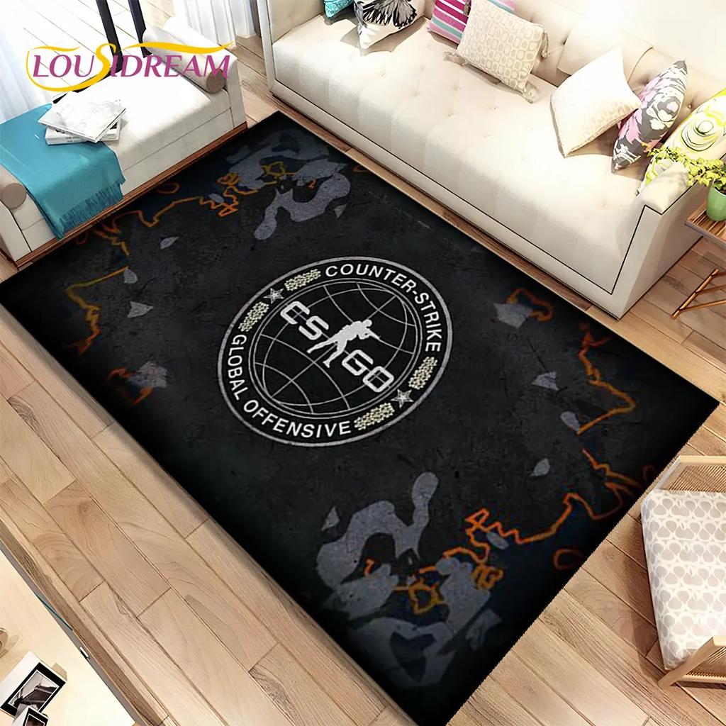 CS GO,Game Gamer,Counter Strike Area Rug,Carpet Rug for Home Living Room Children Bedroom Sofa Doormat Decor,Non-slip Floor Mat