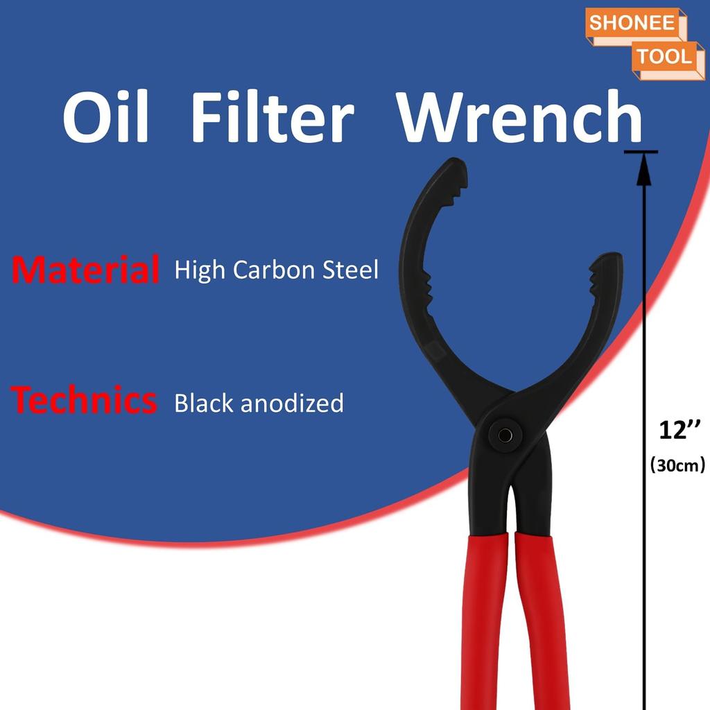 Oil Filter Wrench (L:12", Jaw Capacity: 60Mm To 102Mm), Automotive Oil Filter Removal Tool For Oil Change, Adjustable Fuel Filter Wrench Plier (1