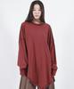Deumakeu Oversized Asymmetrical Long Sleeve T-Shirt Burgundy