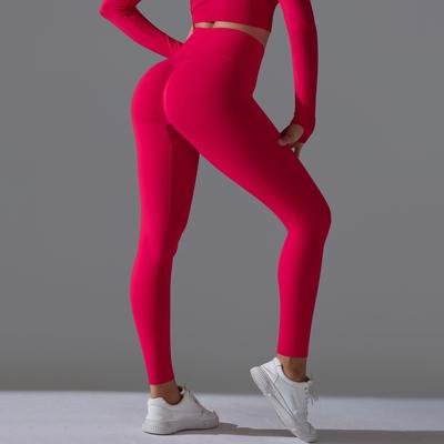 Seamless Solid Color Peach Sports Pants, Tight Fitting Running Fitness Yoga Clothes, High Waist And Hip Lifting Yoga Pants For Women