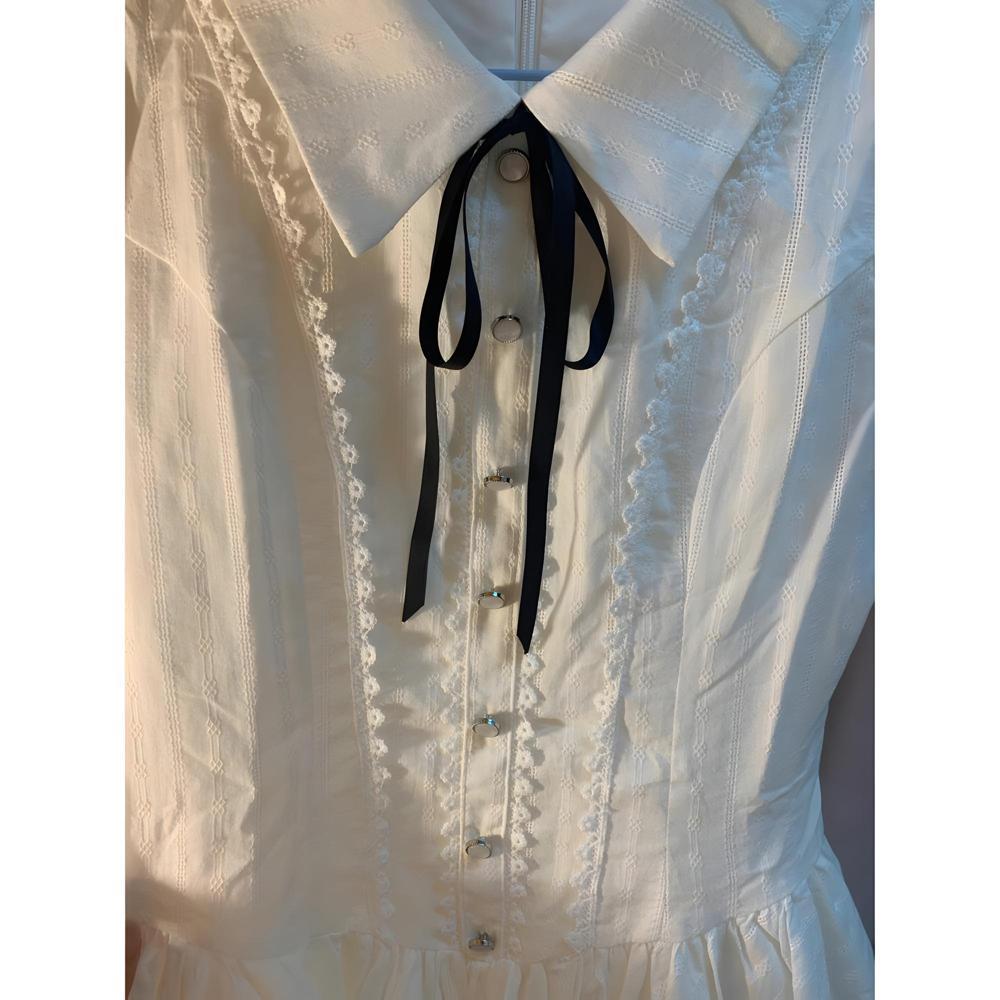 Akademický styl bílé mašle šaty dětské letní všestranné nové populární malé krásné áčkové krátké sukně