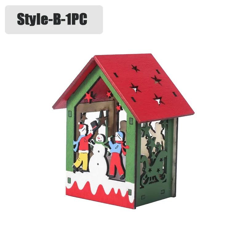 20PCS Christmas Decorations Creative DIY Assembled Cabin Painted Luminous House Christmas Tree Hanging Christmas Hut Ornaments