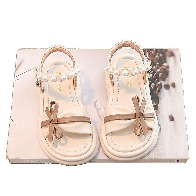 Girls Soft Sole Sandals With Bow Detail Toddlers Kids Non-Slip Rubber Princess Style Footwear