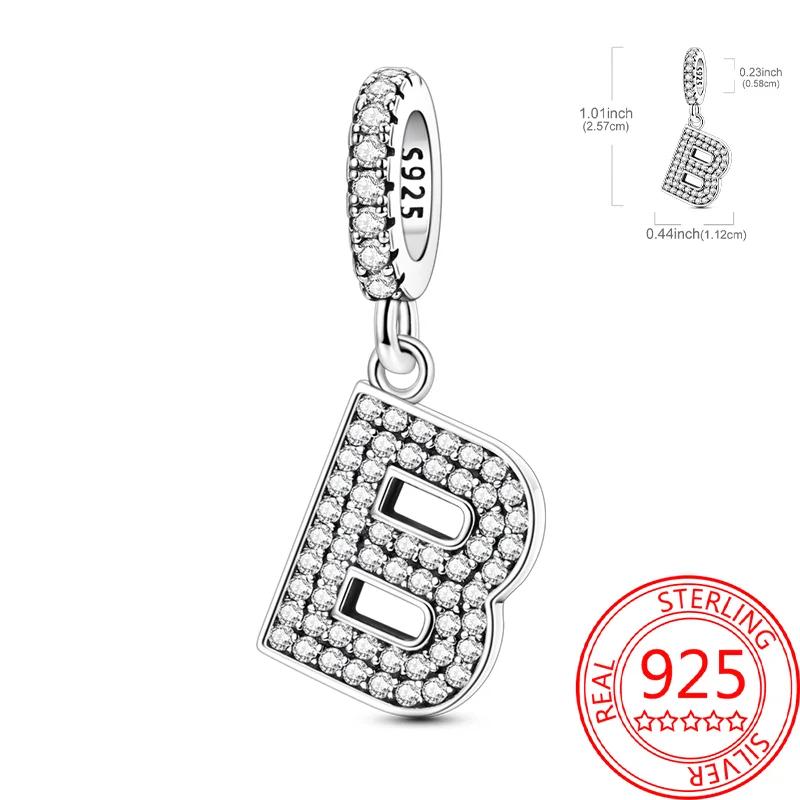 Copper 26 Letters Alphabet Charms Bead Inlaid Shiny Zircon Diy Love Letters Jewelry Gift Fit Original Bracelet For Women