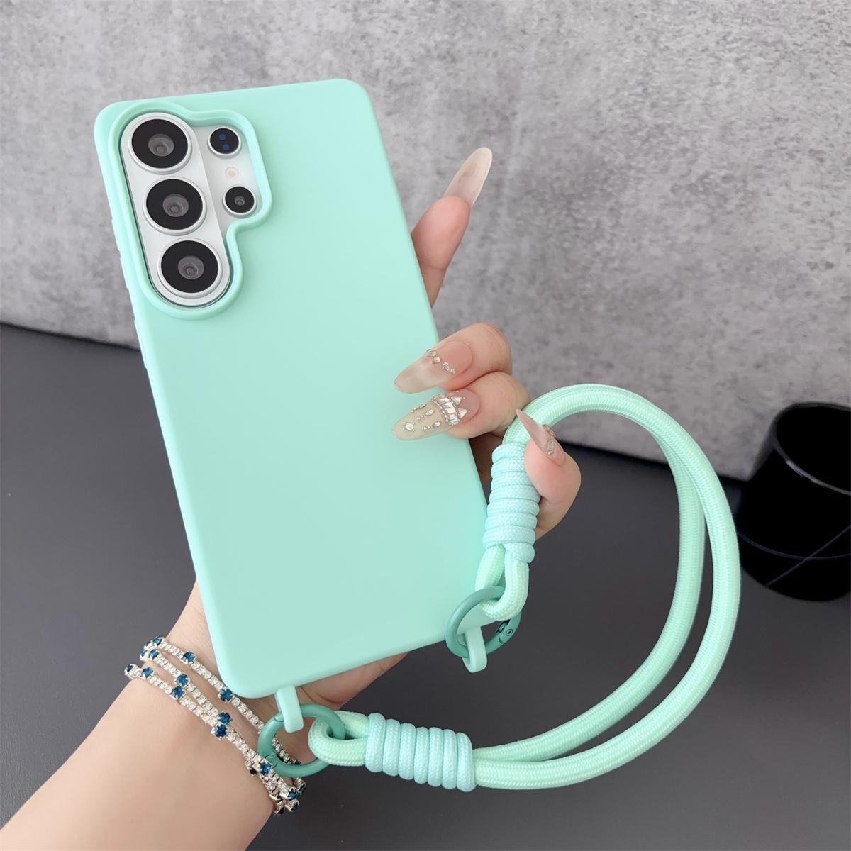 

Silicone Phone Case for Samsung Galaxy S26 S25 Ultra S24 FE S23 S22 S21 Plus A56 A36 A26 A17 A07 Wrist Strap Candy Color Cover Galaxy S26 светло-зеленый