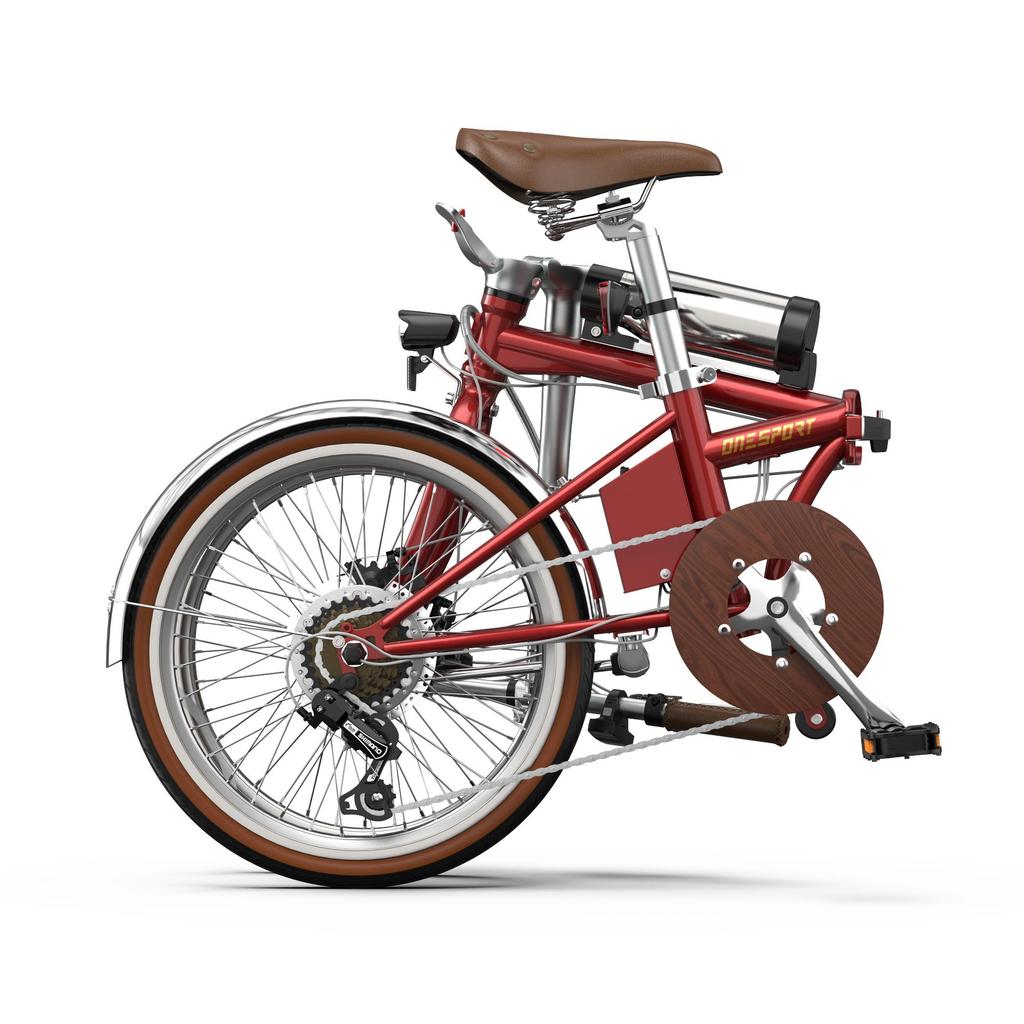 OT02PRO, rosso/verde, potenza motore 250W, 36V, batteria staccabile 5.2AH, pneumatici 20*1.35 pollici, bicicletta elettrica da città, velocità massima 25KM/H