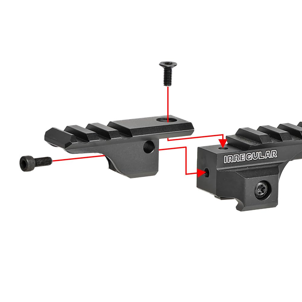 Ryohin Buhin 20mm Rail Compatible OMM PIC Riser Mount Replica Set, IRREGULAR DEFENSE Type Laser Riser, Aluminum Alloy (Black)