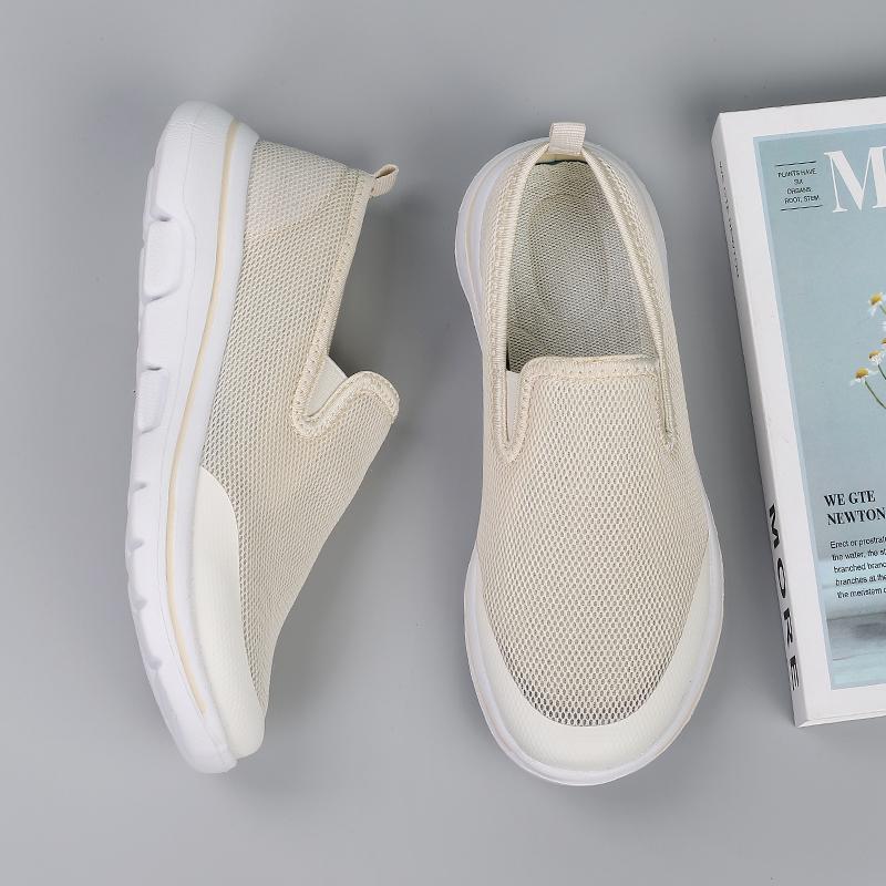 

Мужская обувь большого размера, сверхлегкая дышащая летная вязаная мужская обувь без шнуровки, легкие топсайдеры 42 бежевый