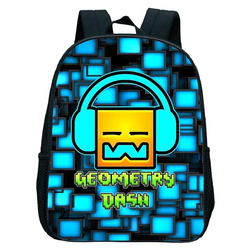 16 Zoll Wütender Geometry Dash Rucksack Jungen Mädchen Schultasche Cartoon Spiel Kinder Kindergarten Schultaschen Kleinkind Kinderrucksack