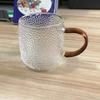 Colored Handle Hammered Glass Cup - Single Layer, Heat-Resistant, Transparent for Water, Milk, or Tea