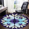 1 Stück Schmetterling Mandala Design Rundes Büroteppich, Rutschfest, Weich und Langlebig, Büroteppich für Innendekoration, Perfekt für das Büro