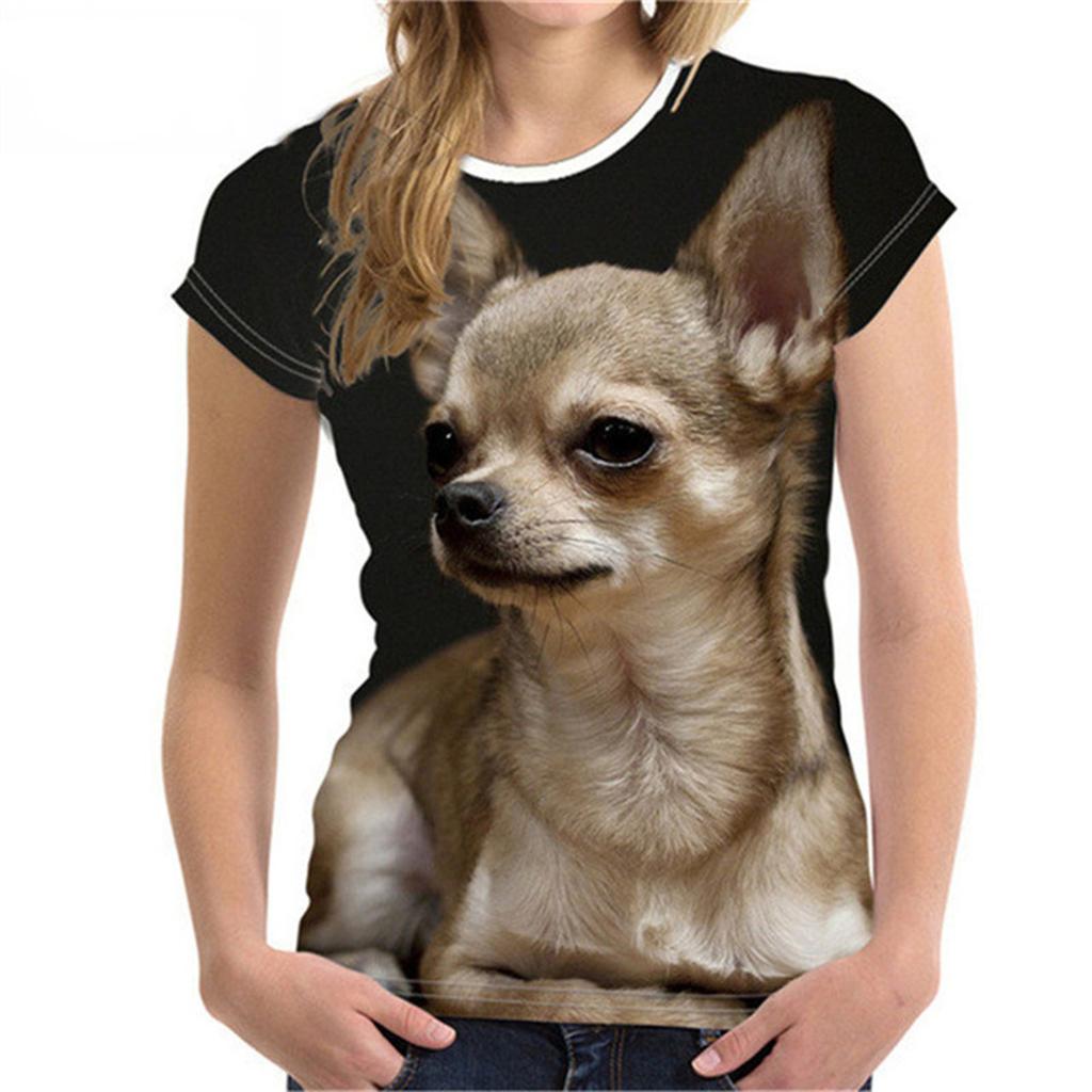 Women's Fashion Casual Digital Print With Simulation Cat And Dog Short-sleeved T-shirt Top