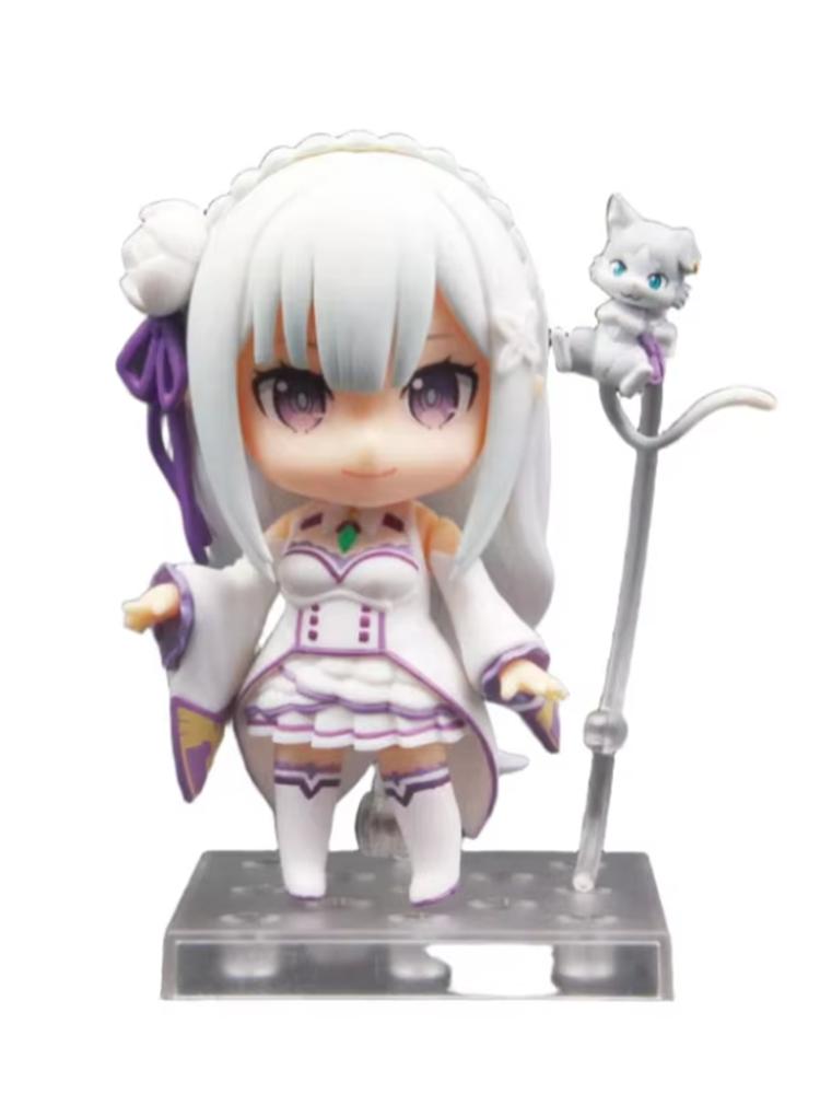 Nendoroid Re Zero Emilia 751 Q Version Posable Anime Figure Face Swap Cute Collectible Doll Desktop Decoration Gift With Parker
