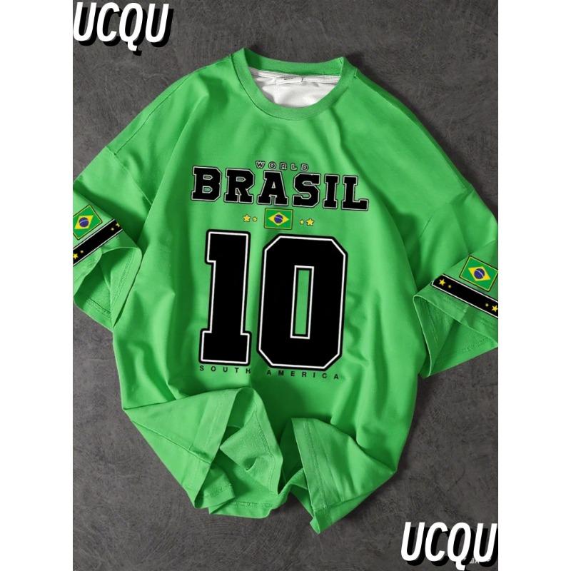 

South America Brazil Print Graphic T-Shirt Short Sleeve Sports men T-shirt Unisex Casual Daily Wear Summer Men s Racing T-shirt 6XL