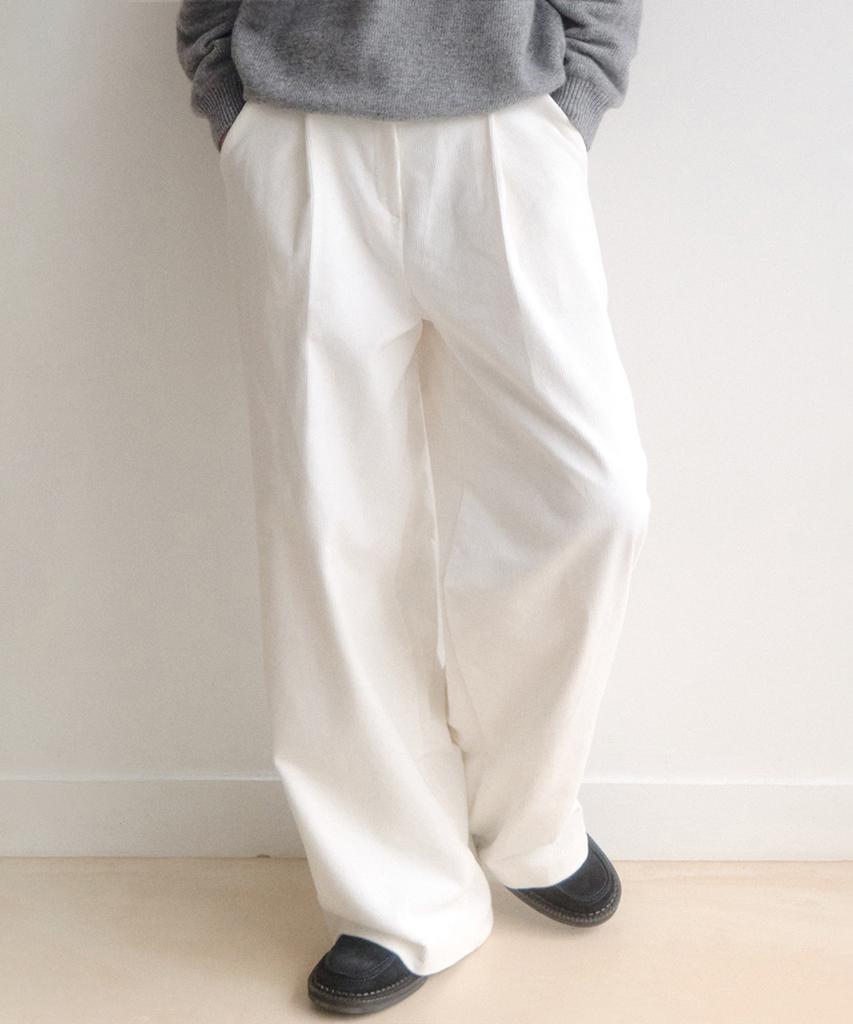 LENAV Esy Corduroy Wide Pants (Ivory)