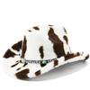 Cowboy hat autumn and winter new milk pattern fashion plush top hat with bull head hat belt warm versatile hat
