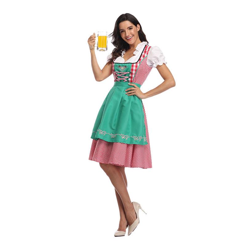 German Oktoberfest Plaid Beer Party Dress for Women