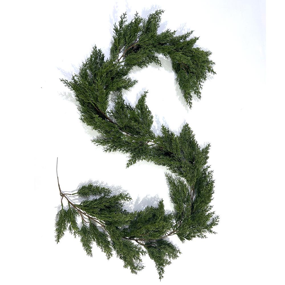 Artificial Christmas Cypress Pine Vine Décor with Plastic Greenery