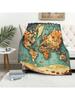 Firmiso World Map Blanket Throw, Vintage Throw Blanket For Couch, Soft Flannel Fabric, Handhine Wash, 50_60