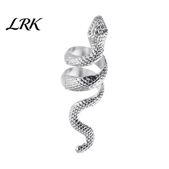 Snake Print Finger Ring Exaggerated Band, Adjustable Open Ring, Retro Three-Dimensional Winding Design Animal for Jewelry Gift