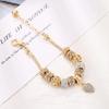 Gold Plated Charm Bracelet Diy Large Hole Beads Bracelet Rhinestone Heart Pendant Adjustable Chain Jewelry For Women Party Gift