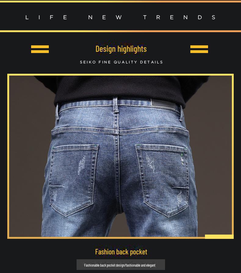 Herren Slim Stretch Klassische Blaue Jeans 2024 - Ganzjahres-Freizeitkleidung