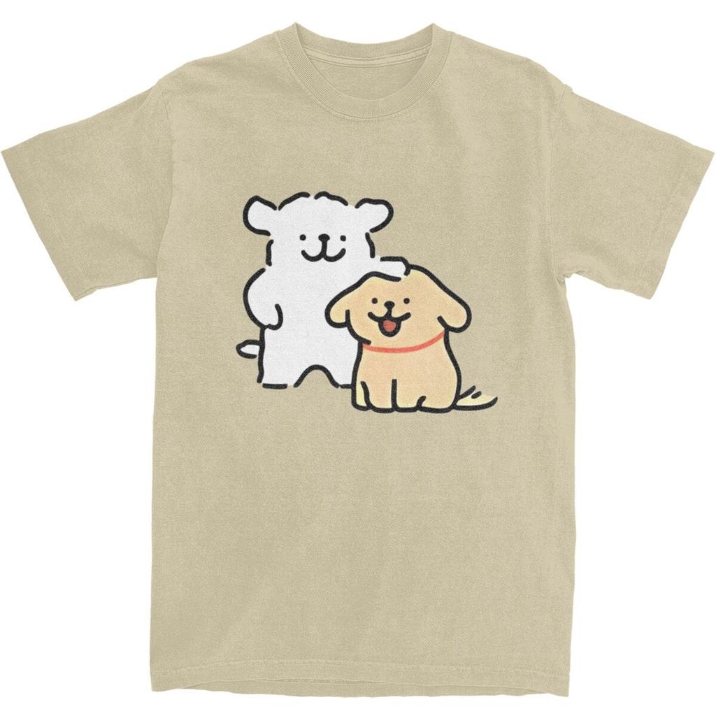 MINISO Cute Line Puppies Maltese Golden Retriever TShirt Short Sleeve Streetwear Tops Beach Cotton Breathable S3XL Clothing