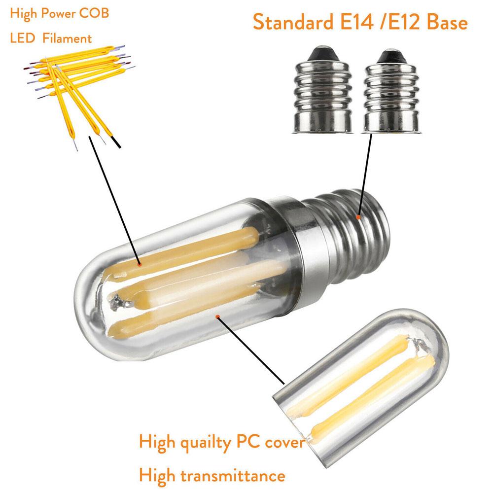 E14 E12 Led Refrigerator Bulb 1w Filament Fridge Bulbs Cob Chip For Bulb 2w 4w Light 220v White Dimmable Warm White Night Lights