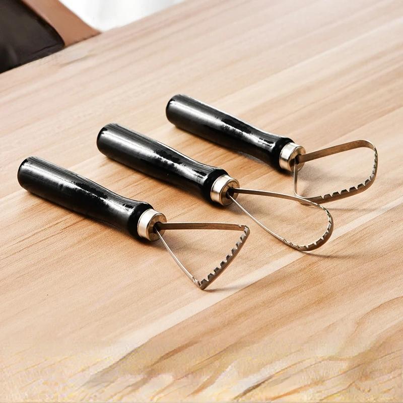 Ceramic Serrated Ring Repair Tool Three-piece Wooden Handle Stainless Steel Round Head Clay Sculpture Texture Pottery Supplies