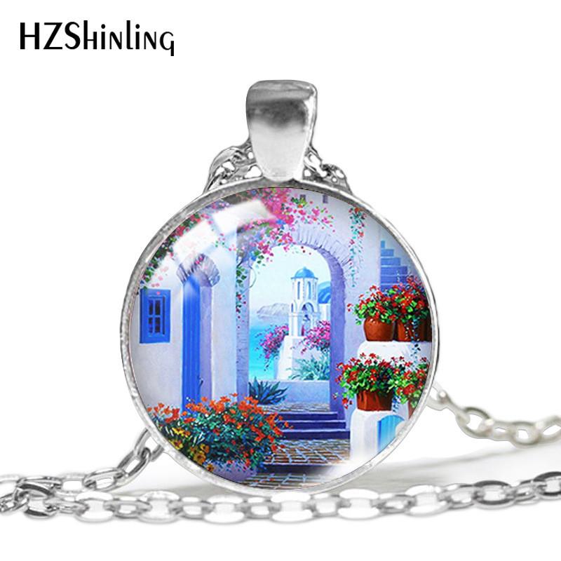 Stylish Silver Chain Necklace With Unique Eiffel Tower And Seaside Palm Tree Pendant