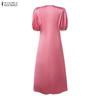 ZANZEA Women V-Neck Summer Casual Short Sleeve Dress