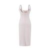 Elegant Square Neck Slim Fit Pleated Waist Bodycon Dress