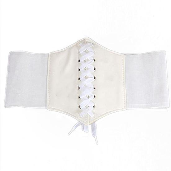 Cintura Elastica A Corsetto Waspie Con Allacciatura - Fascia Vita In Tessuto Argento Per Donna