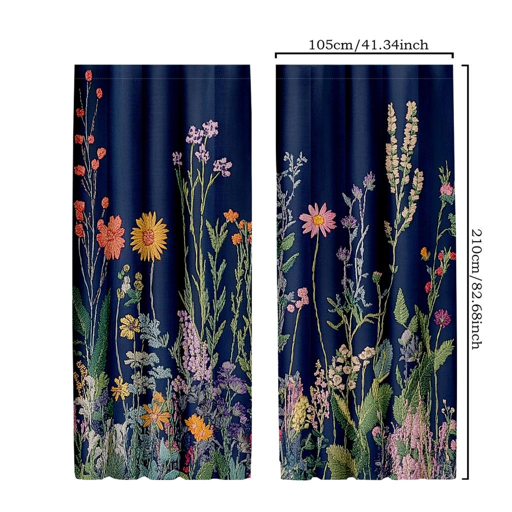 Set Of 2 Vintage Floral Wildflower Drapes Botanical Herb Design Curtains Bedroom Decoration Curtain Polyester Perfect For Sleeping Area