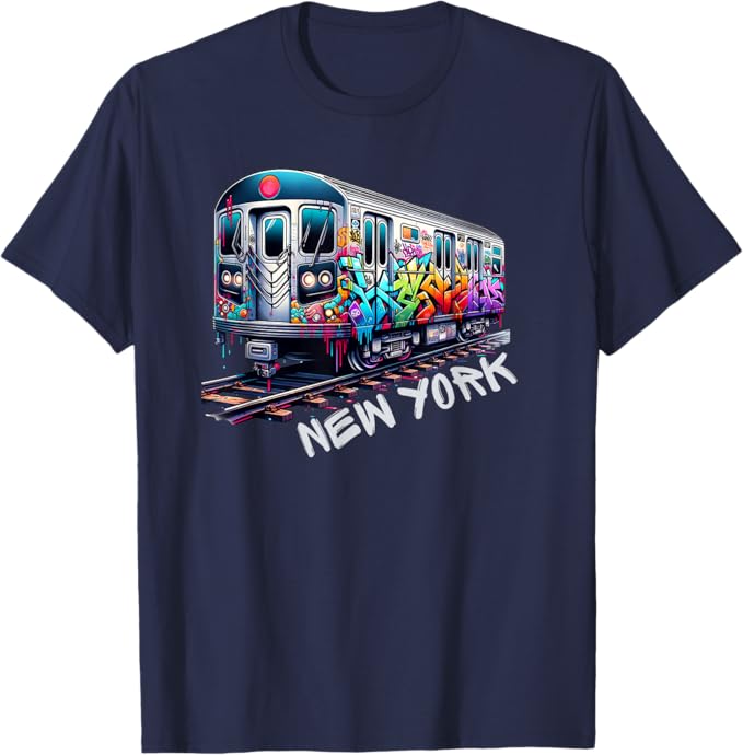 New York Train Graffiti Style NYC Subway Car Retro Vintage T-Shirt Men Women Summer Fashion Vintage Cotton Crew Neck T-shirt