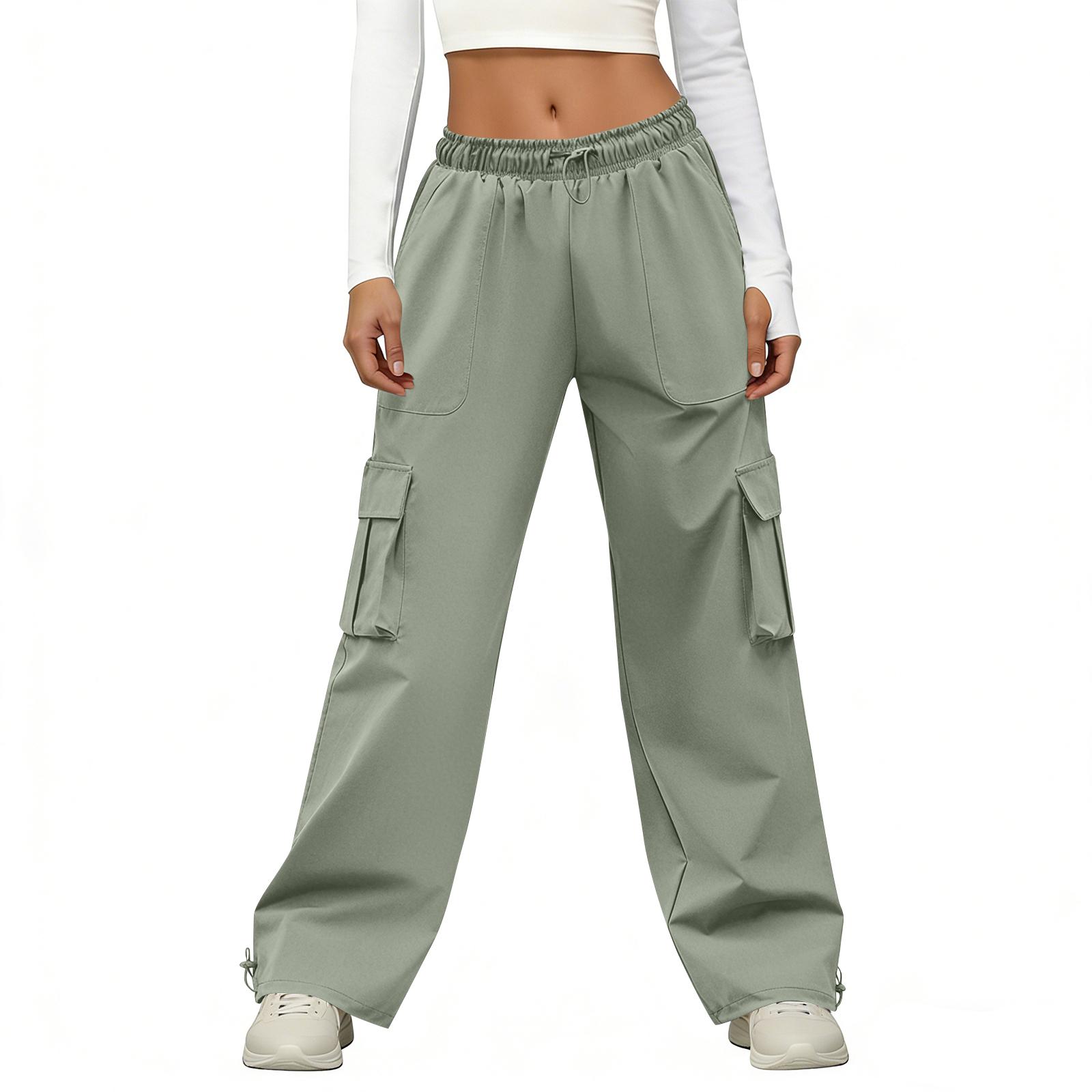 

Women’s Loose Casual Pants – Quick-Dry Cargo Pants With Drawstring L зелений