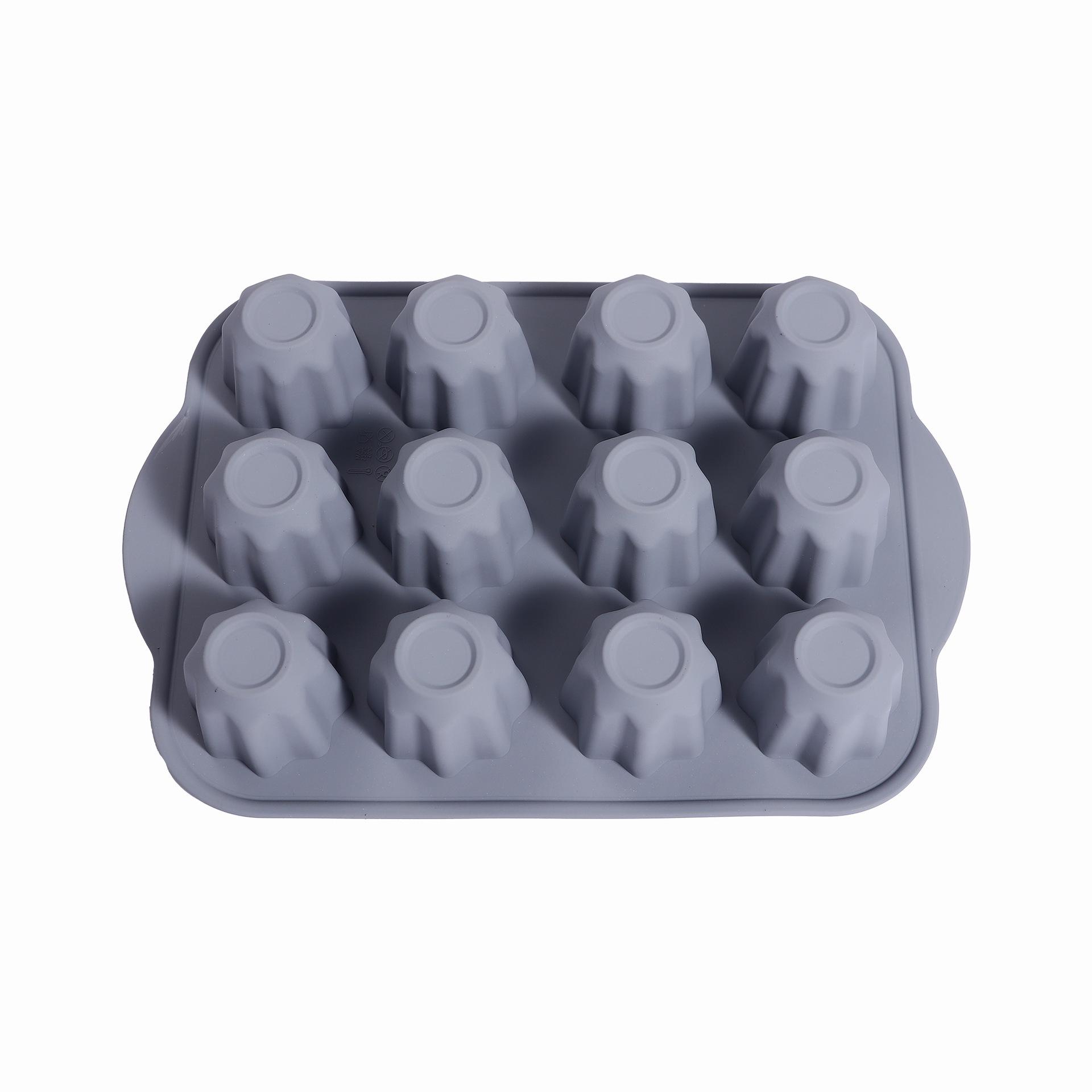 12-Cavity Non-Stick Silicone Canelé Mold for French Cakes