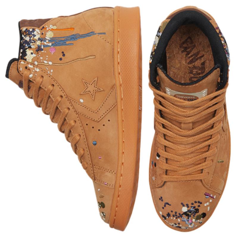 Bandulu x Converse Cons Pro Leather Synthetic Leather High Top Board Shoes Unisex Brown Pink