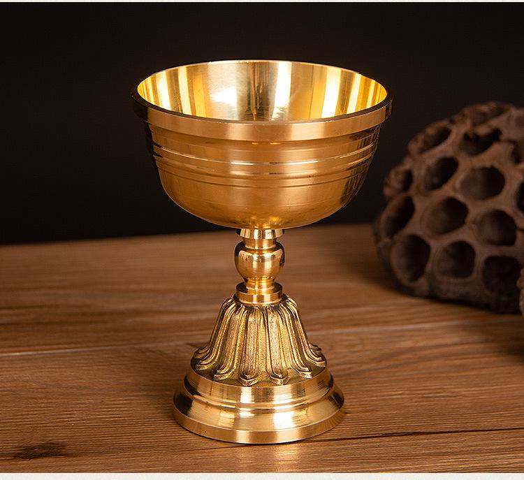 Ghee-Lampenhalter für die Anbetung: Reines Kupfer Messing Ewiges Licht für Buddha-Altar, Kompatibel mit essbarem Sesamöl.