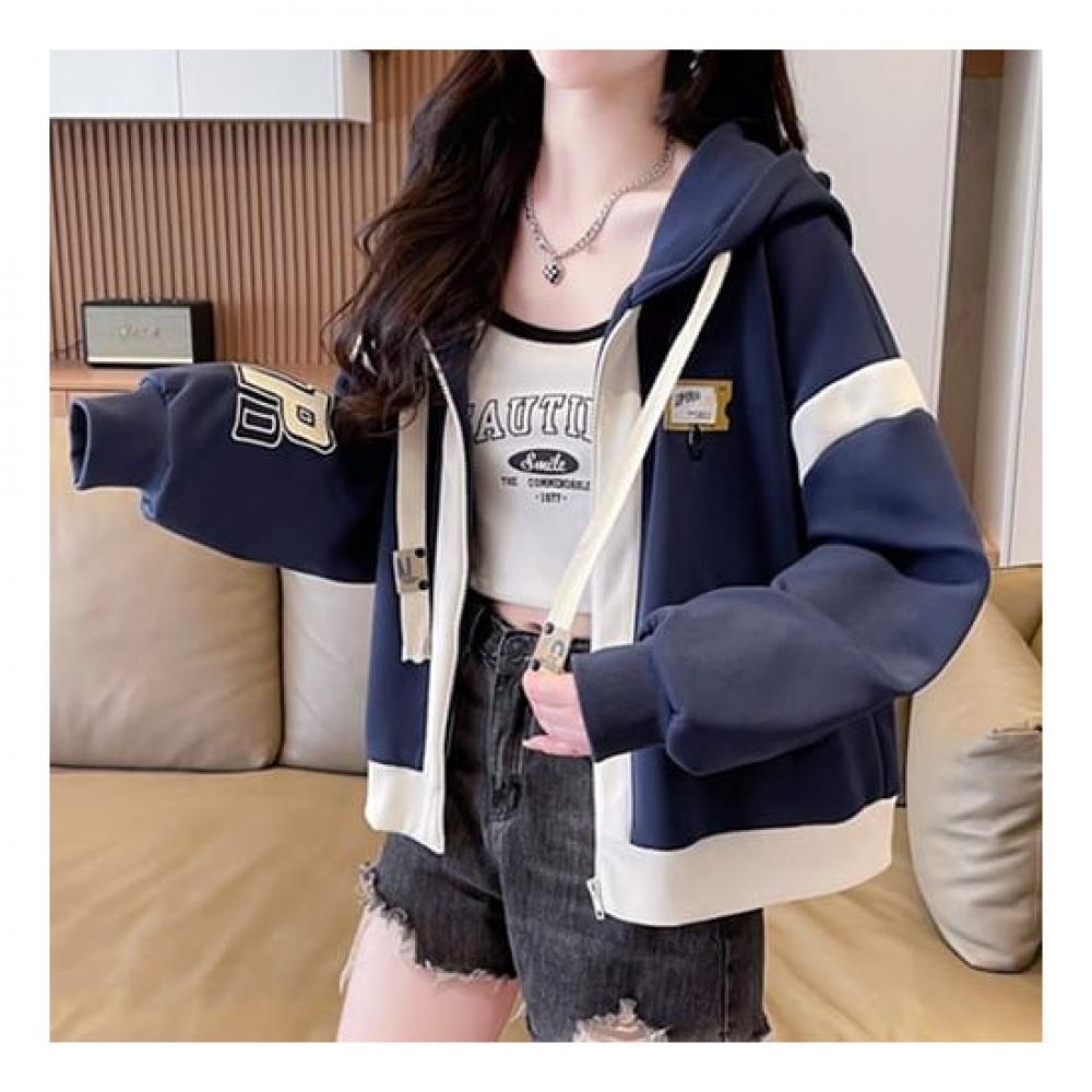 Navava Casual Colorblock Point Long Sleeve Hoodie Zip Up Nc170