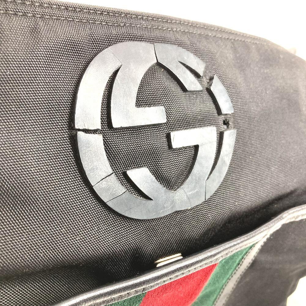 Gucci 181067 GG Logo Bag Crossbody Shoulder Bag Nylon Black