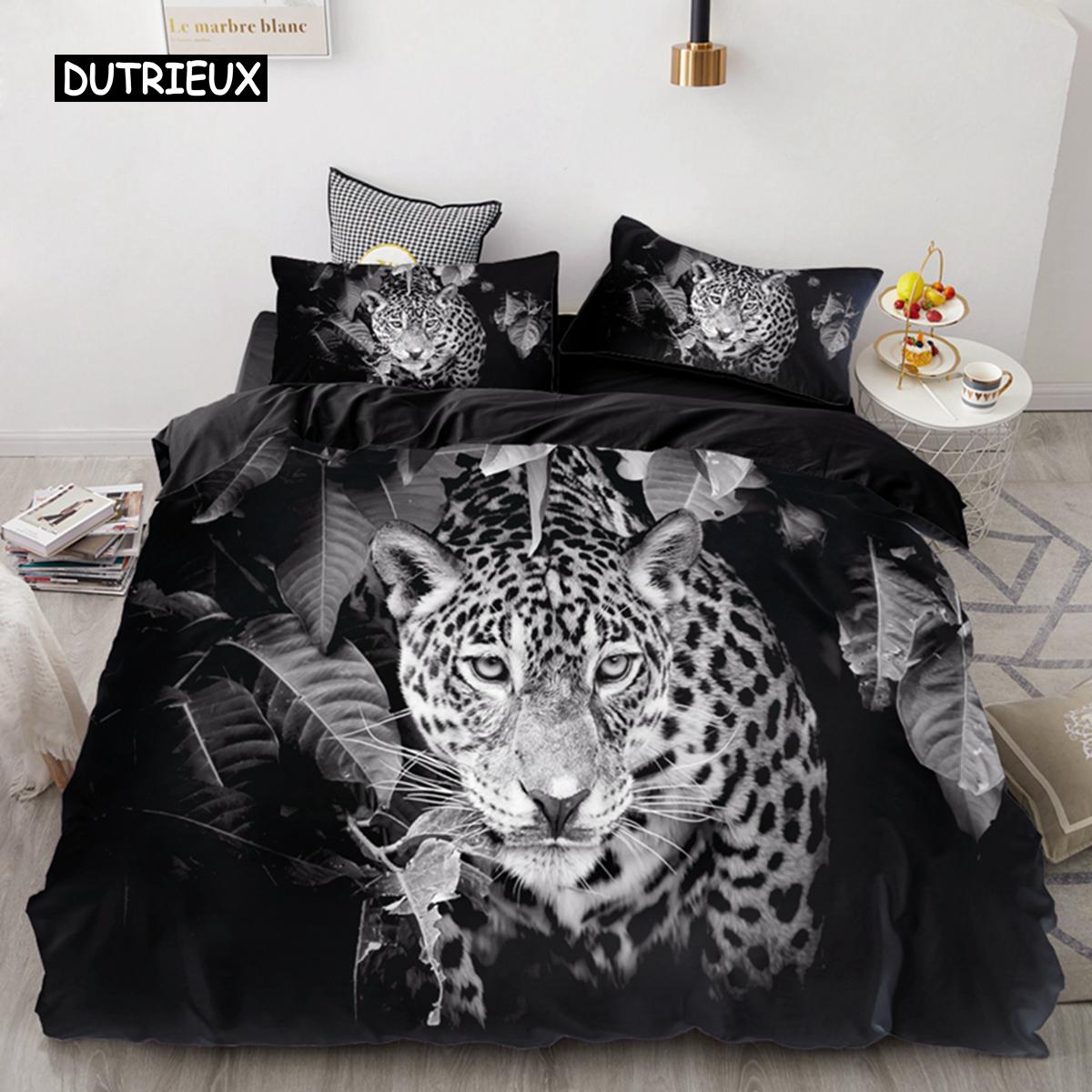 

3PCS Wolf Tiger Lion Animal Design Bedding Sets Domestic Bedclothes Super King Dimension Cover Pillowcase Comforter Long-lasting Polyester Sleep EU single(135x200cm)