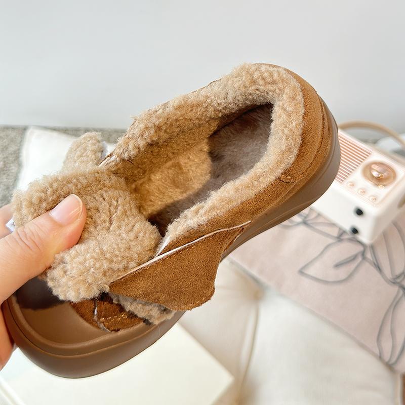 Winter New Children's Shoes Girls Korean Style Lamb Wool Girl Cotton Shoes Thicken Velvet Warm Anti-kick Furry Shoes H10161